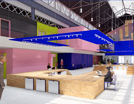 Projet Architecture Intérieure RÉHABILITATION D'UNE HALLE DE 3500 M² & CRÉATION D'UNE ÉCOLE DE MODE - CHÉRYL DELAYAT - FANY COQUILLAT - LUCAS FRIAS - OXANA NOCLAIN CREAD